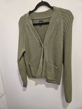 GAP Green Ribbed Cardigan and Matching Tank